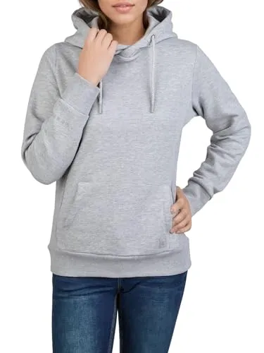 DENIMFY Kapuzenpullover DFEmma für Damen - Casual Sweatshirt in Light Grey Melange, aus 60% Baumwolle, mit praktischer Kängurutasche und regulärer Passform, ideal für entspannte Tage.