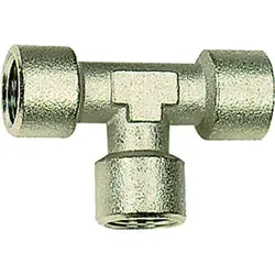 Riegler T-Stück, innen/innen/innen, G 1/4, SW 13, Messing vernickelt