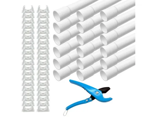 ARLI Installationsrohr M16 mit Klemmschellen und Rohrschneider (Set, 18-tlg) - ARLI Installationsrohr M16 – 18 m, starr und schwer entflammbar, inklusive 40 Klemmschellen und Rohrschneider für präzises Schneiden von Kunststoffrohren. Ideal für die sichere Installation!