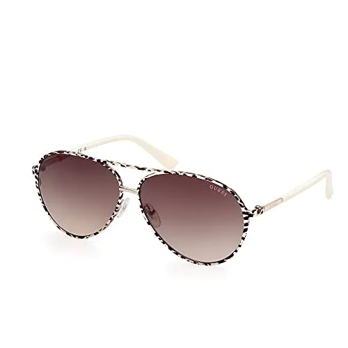 Guess Sonnenbrille GU7847 33F 60 Damen - Damen Sonnenbrille im Pilotenstil mit 100% UVA & UVB Schutz, eleganter cremefarbener Metallrahmen und braunen Verlaufsgläsern für perfekten Blickschutz und Stil.