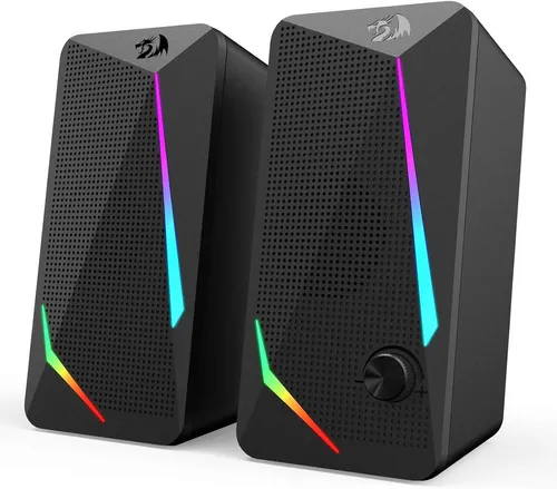 Redragon GS510 2.0 Kanal Lautsprecher schwarz Lautsprecher 2.0 Kanal (5 W, 3.5mm + USB Anschluss + RGB LED (4 Beleuchtungsmodi)