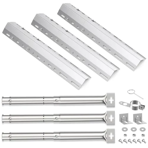 Gardenz Einstellbarer Brenner 30,8 cm bis 44,9 cm mit universellem Hitzeverteiler 30 bis 72 cm für Campingaz, Blooma, Charbroil, kompatibel mit den meisten Gasgrillmodellen (4 Brenner & 4 Bar)