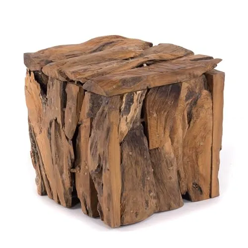 TREIBHOLZ SITZBOX Teak 30 – Rustikaler Holzhocker 30x30x30cm