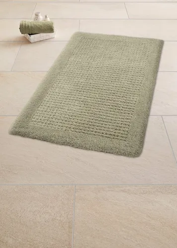 Kleine Wolke Badteppich Net, 60x90 cm, Schilf - Badematten & Badteppiche, 100% Baumwolle mit Cut-Loop-Effekt für eine attraktive Struktur und maschinenwaschbar bei 40°C für einfache Pflege.