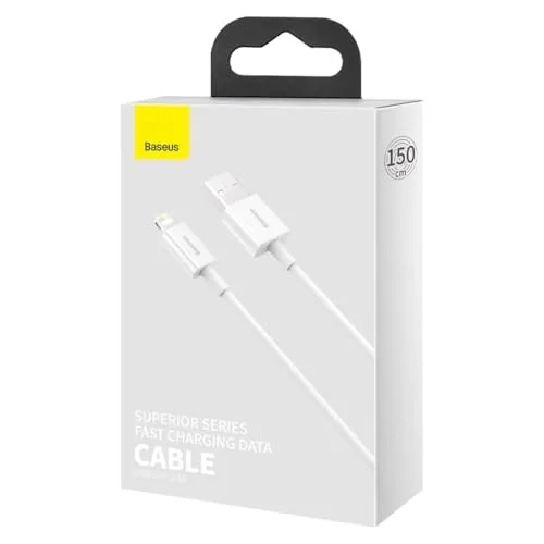 Baseus Superior, Lade- & Data Übertragungskabel, weiß, 1.5 m, 2.4 A, USB Type A & Lightning, Schnellladung