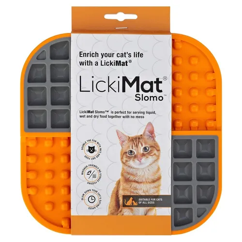 LickiMat Slomo Cat orange 20x20cm Futtermatte für Katzen spülmaschinenfest