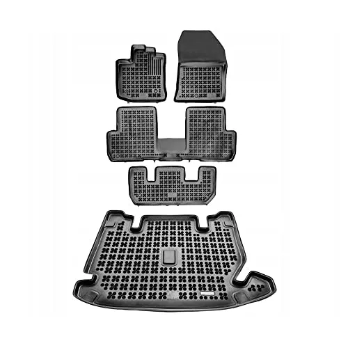 MOTOS Satz Gummifußmatten und Kofferraummatten für Dacia Lodgy I 2012-2017 Verbessern Sie Ihren Reisekomfort mit Antirutschmatte Auto - Allwetter fußmatten Auto, Schutz vor Verschmutzung