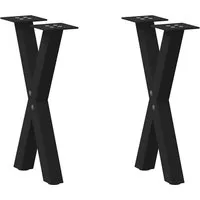 vidaXL Couchtischbeine X-Form 2 Stk. Schwarz - Tischbeine aus pulverbeschichtetem Stahl, stabil und langlebig. Ideal für individuelle Couchtischgestaltungen mit verstellbaren Nivellierfüßen für optimale Stabilität.