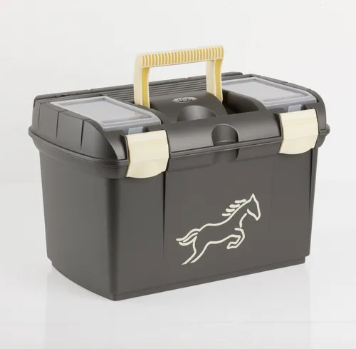 USG Putzbox metallic schwarz/beige - Stabile Putzkiste von USG in elegantem metallic schwarz und beige. Mit herausnehmbarem Einsatz, Pinselhalter und praktischen Fächern im Deckel – ideal für die Aufbewahrung von Kleinteilen. Maße: 40 x 25 x 24 cm.