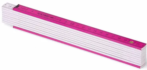 BL52 Zollstock 2m Rosa weiß Maßstab Duplex - Rhondamine Red von Metrie