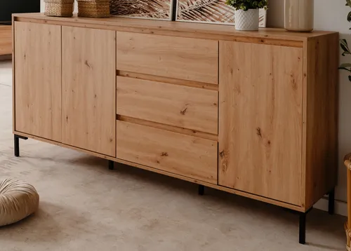 Furn.Design Sideboard Eiche Artisan 170 cm - Moderne Kommode mit 3 Türen und 3 Schubkästen, sorgt für viel Stauraum bei wenig Platzbedarf. Pflegeleichte Oberflächen und trendiges Design in Artisan Eiche Dekor.