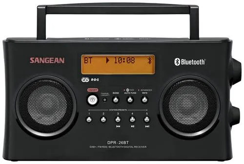 Sangean DPR-26 BT Kofferradio DAB+ - Tragbares DAB+ / UKW-Radio mit Bluetooth und Schnellladefunktion für Akkus. Ideal für Musikliebhaber, die Flexibilität und einfache Bedienung schätzen.