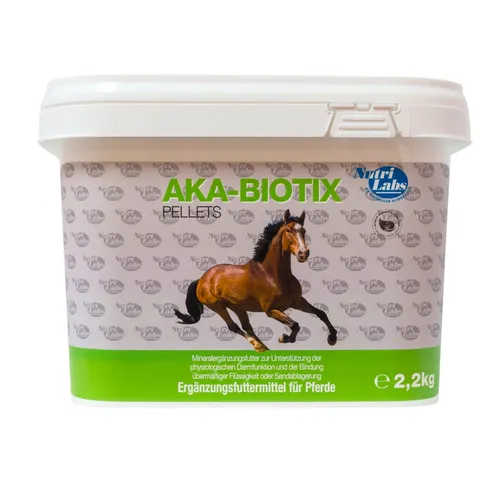 NutriLabs Aka-Biotix Mineralpellets für Pferde 2,2 kg - Hochwertiges Mineralergänzungsfutter - Pferdefutter - Unterstützt die Darmgesundheit und hilft bei flüssigem Kot, enthält natürliche Inhaltsstoffe und ist für alle Pferde geeignet.