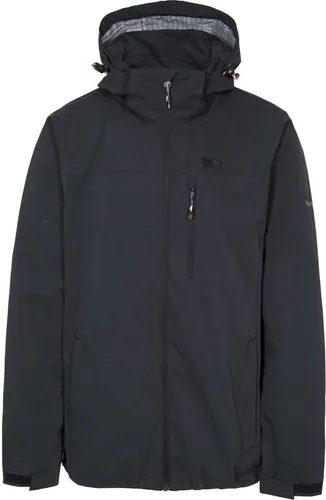 Trespass Weir Black S - Wasserdichte und atmungsaktive Jacke mit verstellbarer Kapuze und mehreren Taschen. Ideal für Outdoor-Aktivitäten und optimalen Tragekomfort bei jedem Wetter.