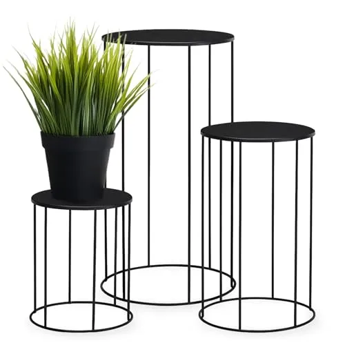 Spetebo Metall Blumenhocker 3er Set in schwarz von Spetebo