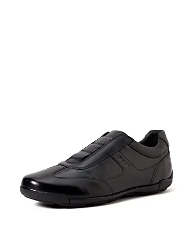 Geox Herren U Edgware B Sneakers - Schwarz, 46 EU - Herren-Sneaker aus hochwertigem Leder mit atmungsaktivem Synthetik-Innenmaterial, ideal für Komfort und Stil im Alltag.