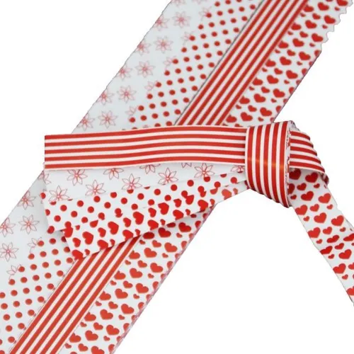 Fröbelsterne, Papierstreifen weiss/ rot gelackt, 20 Streifen, 50mm x 1300mm