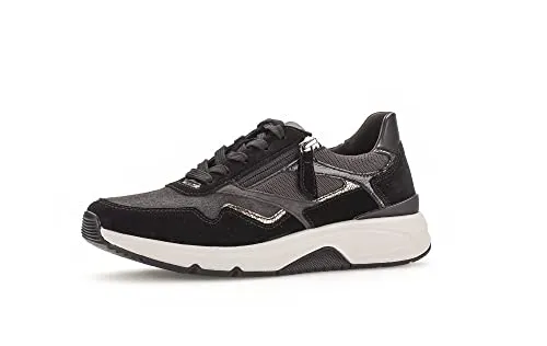 Gabor Freizeit Schnürer für Damen in grau - Sneaker für Damen in grau mit Reißverschluss und Wechselfußbett. Komfortabel und flexibel dank rollingsoft Technologie, ideal für den Alltag.