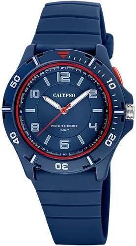 Calypso Watch K5857/5 - Armbanduhren für Herren, stylische K5857/5 mit robustem Gummi-Gehäuse und trendigem blauen Armband, ideal für den sportlichen Look.