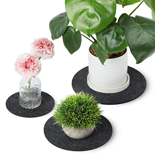 Sidorenko Filz Untersetzer rund für Vasen - 6er Set - 15cm / 20 cm / 25cm - Filzuntersetzer in dunkelgrau für Getränke, Tassen, Bar, Glas - Premium Tischuntersetzer Glasuntersetzer