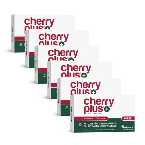 Cherry PLUS Forte 75:1 Montmorency-Sauerkirschextrakt & Zink Kapseln - 6 Monate - Praktische Kapseln mit hochwertigem Montmorency-Sauerkirschextrakt und Zink zur Unterstützung der täglichen Ernährung. Ideal für eine ausgewogene Ergänzung.