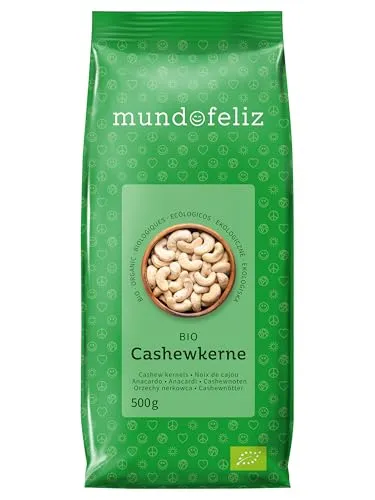 Mundo Feliz Ganze Cashew-Nüsse aus Bio-Anbau, 2 x 500 g