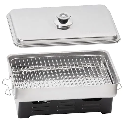 Mahlzeit Edelstahl Tischräucherofen mit Thermometer – Smoker Set