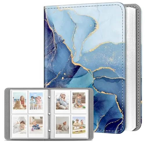 Fintie Instax Mini Fotoalbum für 2x3 Zoll Filme, 256 Taschen, Ozean Marmor
