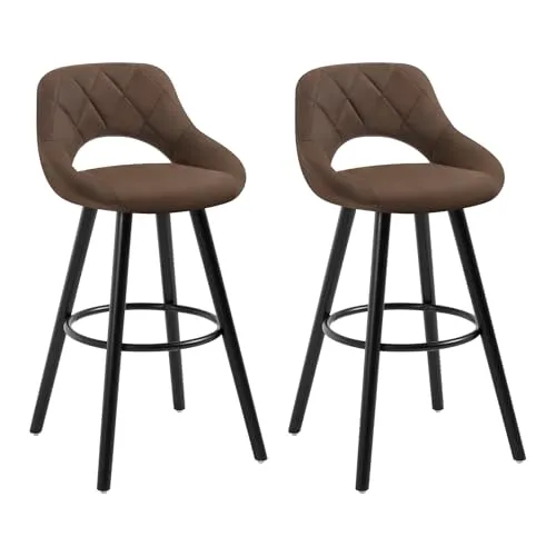 Woltu Barhocker Set (2 St) mit Lehne und Fußstütze - Moderne Barhocker im skandinavischen Stil, robustes Massivholzgestell, ergonomische Form und bequemes Schaumstoffpolster für höchsten Sitzkomfort.