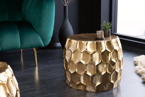 riess-ambiente Couchtisch ORGANIC ORIENT Ø55cm gold - Eleganter Beistelltisch im Hammerschlag-Design, handgefertigt aus lackierter Metall-Aluminium-Legierung, bringt glamouröses Flair in Dein Wohnzimmer.