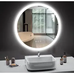 PESENSAN LED Badspiegel Rund 60cm mit Dimmfunktion - Eleganter runder Badezimmerspiegel mit 3 Lichtfarben und Dimmfunktion. Die Antibeschlag-Funktion sorgt für klare Sicht, während das Sicherheitsglas zusätzlichen Schutz bietet. Ideal für stilvolle Badezimmer und einfache Wandmontage.