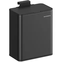 SONGMICS Mülleimer hängend, 8 L Stahl-Abfalleimer mit Deckel für Biomüll, an der Schranktür oder Wand, mit Haken, schwarz