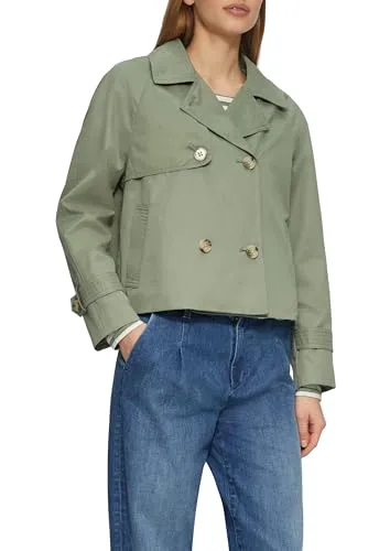 Cabanjacke mit Raglanärmeln und Streifenfutter salbeigrün