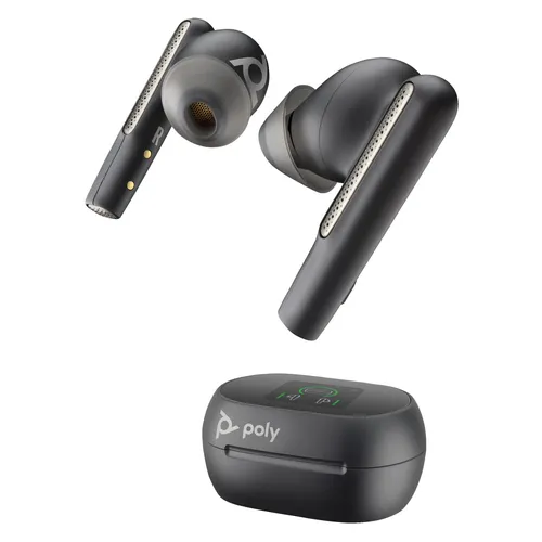 Poly Voyager Free 60+ UC Headset In-Ear schwarz - Kopfhörer mit Bluetooth Multipoint-Technologie, verbindet sich mit 2 Geräten gleichzeitig und bietet aktive Geräuschunterdrückung für ungestörte Gespräche.