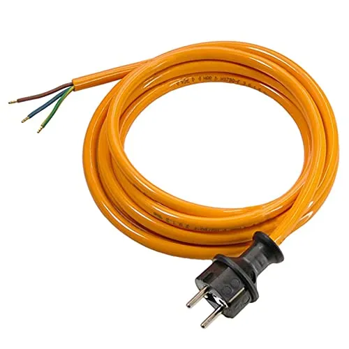 as - Schwabe PUR Baustellen-Anschlussleitung 5 m – Robuste Leitung 230 V, 16 A mit Polyurethan-Außenmantel H07BQ-F 3G1,5 - Schutzkontaktstecker, Ende 30 mm abgemantelt, Orange – IP44-70908