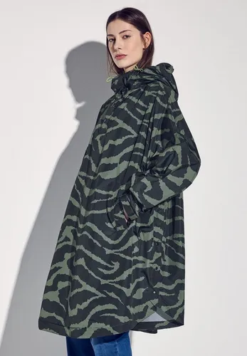 STREET ONE Damen A202078 Kapuzen-Poncho mit Print, Black, A von Street One