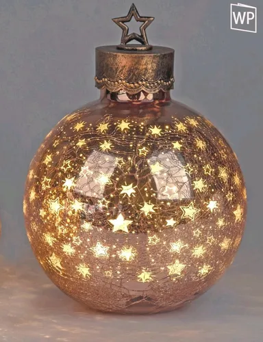 LED Deko Kugel STERNE rose H. 35cm - Lampen für Erwachsene, stilvolles LED Dekoobjekt mit Craquele-Optik, Timerfunktion und modernen Sternen-Muster für eine gemütliche Atmosphäre.