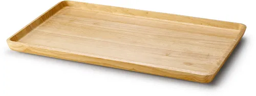 Continenta Tablett aus Gummibaum, rechteckig 53x32x3cm - Elegantes Tablett aus leichtem und stabilem Massivholz, ideal zum Servieren und platzsparend zu verstauen. Perfekt für jede Gelegenheit.