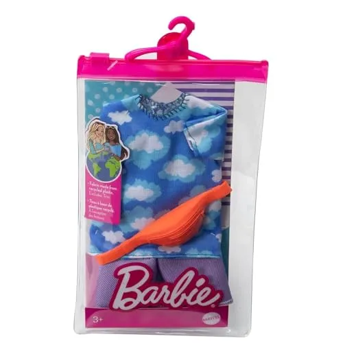 Barbie Ken Fashion Pack HBV41 T-Shirt mit Wolkenmuster + Shorts + Banane Gürtel