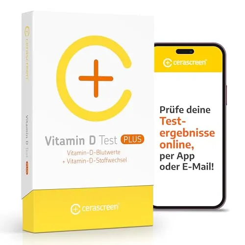 CERASCREEN Vitamin D PLUS Test Kit - Vitamin D Testkit für zu Hause mit vollem Profil, inklusive zertifiziertem Labor und konkreten Handlungsempfehlungen zur Steigerung Ihrer Lebensqualität.