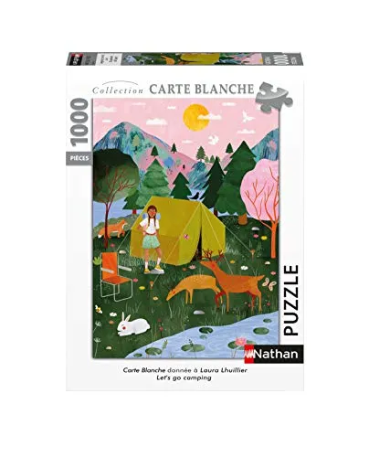 Nathan - Puzzle 1000 Teile – Let's go Camping – Laura Lhuillier – Erwachsene und Kinder ab 14 Jahren – hochwertiges Puzzle – Kollektion Carte Blanche – 87644