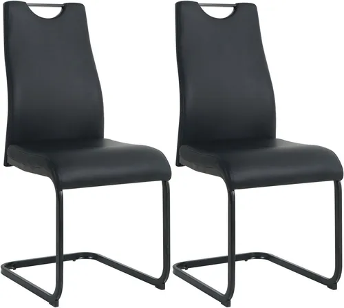 Möbilia Freischwinger-Stuhl 2er Set | Schwarz | Modernes Design