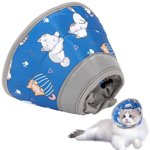Einstellbare Halskrause für Katzen – Weich und Komfortabel (Blau, L)