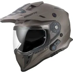 Bogotto H331 BT Bluetooth Enduro Helm, braun matt, S - Moderner Enduro Helm mit Bluetooth-Funktion, verstellbarem Helmschirm und einem klaren Visier. Ideal für Abenteuer, bietet Komfort durch herausnehmbares Innenfutter und Belüftungsöffnungen.