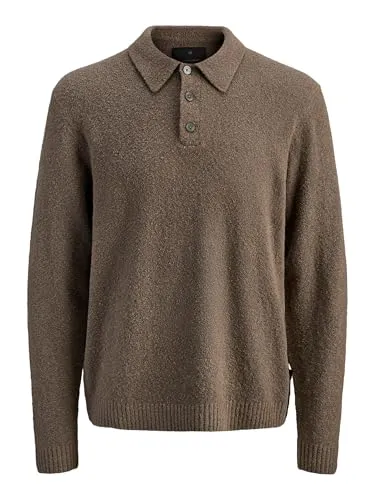 Jack & Jones Premium Strickpullover 'MAVERICK' in Camel, Größe XL - Stylischer Herren Strickpullover von Jack & Jones Premium; aus hochwertigem Baumwoll-Mix mit Stretch für optimalen Tragekomfort; Polokragen und Knopfleiste für einen modernen Look.