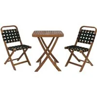 Garten-Set MCW-P70, Klappbare Balkon-Sitzgruppe mit 2 Stühlen und Tisch - Hochwertige Gartenmöbelgarnitur aus Akazienholz mit elastischem Seilgeflecht. Ideal für gemütliche Stunden auf dem Balkon oder der Terrasse. Platzsparend und stilvoll!