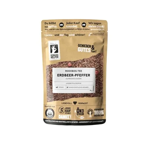 Bremer Gewürzhandel Rooibos-Tee Erdbeer und roter Pfeffer, lose, 10 x 100g - Fruchtig-scharfes Teevergnügen: Der Rooibos-Tee vereint süße Erdbeere mit einer harmonischen Note von rotem Pfeffer. Ideal für entspannende Momente und vollmundigen Genuss. 100% natürliche Zutaten für höchsten Anspruch!