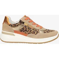ARA GARDA Keilsneaker für Damen, Gr. 36, beige-leo-orange - Sportliche Keilsneaker aus Velours- und Glattleder mit atmungsaktivem Wechselfußbett in H-Weite für optimalen Tragekomfort. Ideal für modebewusste Frauen!
