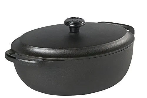 Skeppshult Bräter 4L oval mit Deckel - Hochwertiger Gusseisen Bräter für alle Herdarten, inklusive Induktion. Ideal zum Braten und Schmoren, mit optimaler Wärmeleitung für gesunde Ernährung. Größe 30 x 20 cm.