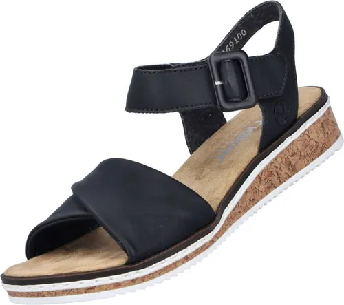 Rieker Sandalette - Klassische Keilsandale für den Sommer - Wanderschuhe mit Klettriemchen, ideal für Urlaub und Freizeit, bequem und stylisch mit 3,5 cm Keilabsatz.